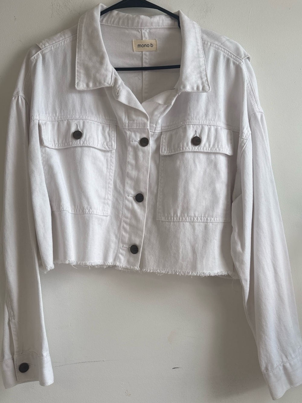 Mono B White Cropped Denim Jacket